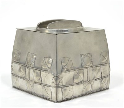 Lot 291 - Archibald Knox (1864-1933) for Liberty & Co: A Tudric Pewter Biscuit Box and Cover, of slightly...