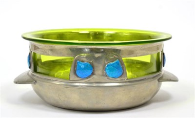 Lot 293 - Archibald Knox (1864-1933) for Liberty & Co: A Tudric Pewter and Enamel Rose Bowl, with...