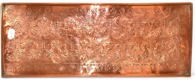 Lot 294 - A Keswick School of Industrial Arts Copper Rectangular Tray, embossed with Green man masks...