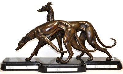 Lot 301 - After Irenee Rochard (French 1906-84): An Art Deco Style Bronze Goup, modelled as two...