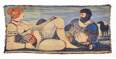 Lot 302 - Salvatore Fiume (Italian, 1915-1997): The Warrior, A Silk Tapestry, circa 1970, signed in the weave