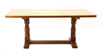Lot 305 - Mouseman: A Robert Thompson English Oak 6ft Refectory Dining Table, the rectangular four plank...