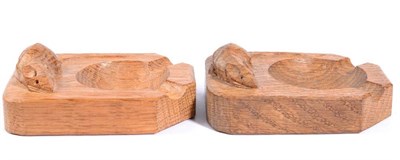 Lot 339 - Mouseman: Two Robert Thompson English Oak Ashtrays, of standard rectangular form, each with...