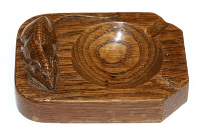Lot 340 - Mouseman: A Robert Thompson English Oak Ashtray, of standard rectangular form, with carved...