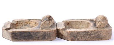 Lot 352 - Mouseman: Two Robert Thompson English Oak Ashtray's, of standard rectangular form, each with carved