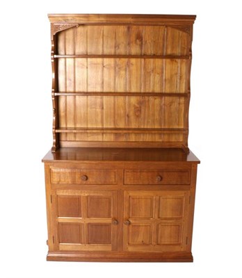 Lot 357 - Beaverman: A Colin Almack (Sutton-under-Whitestonecliffe) Panelled English Oak Welsh Dresser,...
