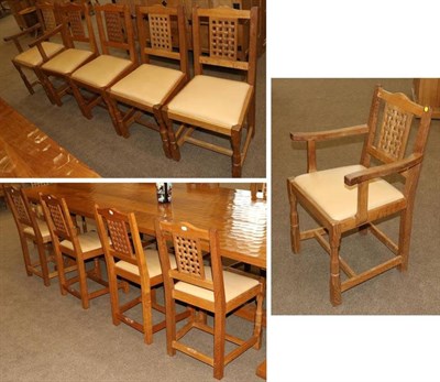 Lot 359 - Beaverman: A Set of Ten (8+2) Colin Almack (Sutton-under-Whitestonecliffe) English Oak Lattice Back