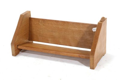 Lot 368 - Rabbitman: A Peter Heap (Wetwang) English Oak Book Trough, shaped ends, with carved rabbit...