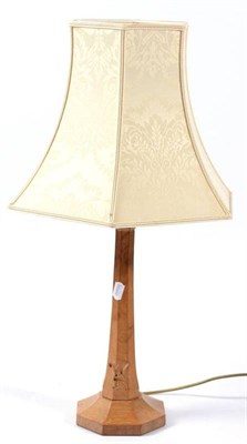 Lot 381 - Squirrelman: A Wilfrid Hutchinson (Husthwaite) English Oak Table Lamp, octagonal column and...