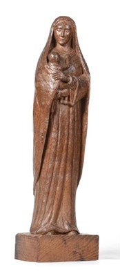 Lot 383 - Woodpeckerman: A Stan Dodds (1928-2012) Carved English Oak Figure Group, of Mary and baby...