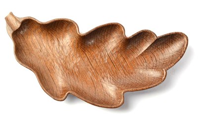 Lot 386 - Woodpeckerman: A Stan Dodds (1928-2012) English Oak Leaf Dish, with tooled interior and...