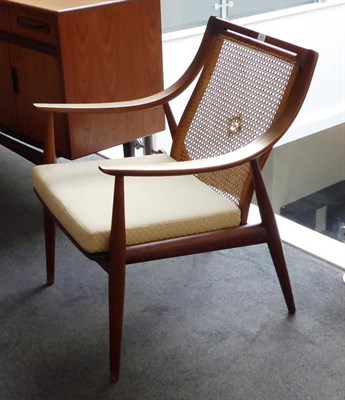 Lot 400 - Peter Hvidt & Orla MØlgaard for France & Son, A Teak Framed FD146 Armchair, with a caned back...