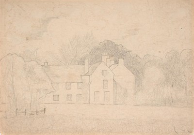 Lot 93 - Attributed to Laurence Stephen Lowry RA (1887-1976)   Study of a house in a wooded landscape...