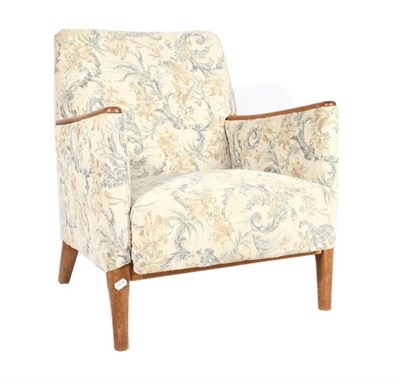 Lot 418 - A 1950s Danish Two-Seater Sofa, with teak frame, recovered in a floral patterned fabric, 160cm...