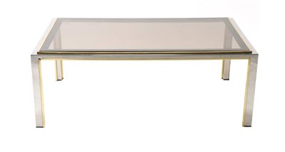 Lot 431 - A 1970s Chromed and Bronzed Metal Coffee Table, of rectangular form, on square form legs, 120cm...