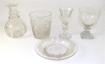 Lot 143 - A Glass Goblet, circa 1830, the semi-fluted ovoid bowl inscribed SUCCESS TO THE TOWN AND TRADE...