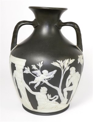Lot 177 - A Wedgwood Black Basalt Portland Vase, mid 19th century, of typical form, impressed WEDGWOOD,...