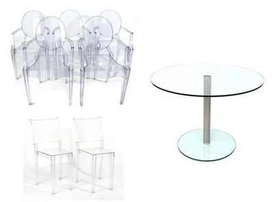 Lot 512 - Philippe Starck for Katell: A Set of Six Clear Plastic Louis Ghost Armchairs, 55cm by 43cm by 93cm