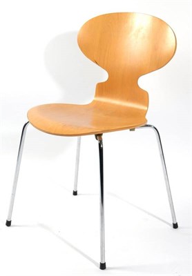 Lot 518 - Fritz Hansen: An Ant Chair, designed by Arne Jacobsen, laminated ash on four chrome tubular,...