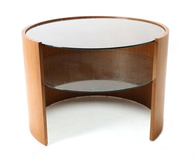 Lot 527 - Tom Schneider: A Walnut Two-Tier Circular Glass Top Centre Table, modern, 105cm diameter, 74cm high