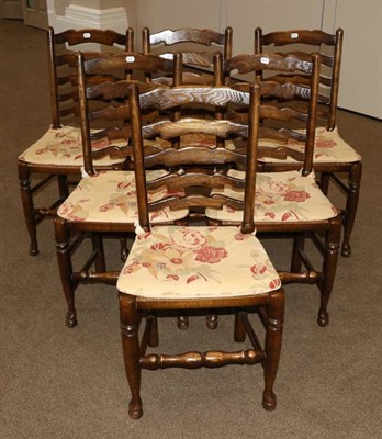 Lot 544 - A Set of Six Titchmarsh & Goodwin Oak and Rush Seated Ladderback Chairs, modern, unmarked,...