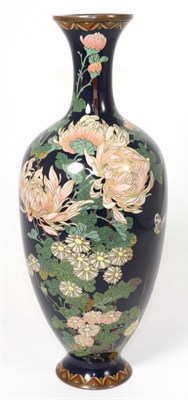 Lot 219 - A Japanese Cloisonné Baluster Vase, Meiji period, with flared neck, decorated with insects...