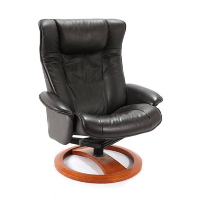 Lot 563 - A Brown Leather Swivel Chair, circa 2007, with adjustable height, on a circular base, 84cm wide