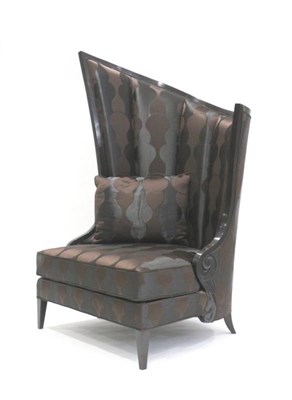 Lot 582 - An Accent Easy Chair, by Christopher Guy, of recent date, upholstered in brown geometric...