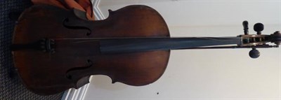 Lot 1003 - Cello 29'' two piece back, width of upper bour 13 1/2'', middle 9 3/4, lower 17'', depth of...