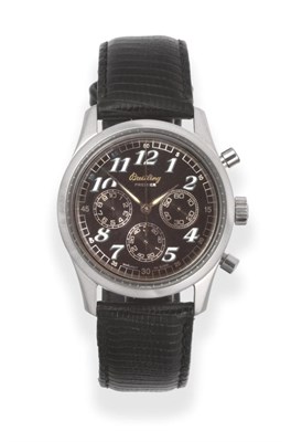 Lot 238 - A Stainless Steel Automatic Chronograph Wristwatch, signed Breitling, model: Navitimer Premier,...