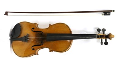 Lot 1015 - Violin 14 1/8'' two piece back, with label 'Copy of Antonius Stradivarius especially Made of...