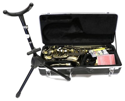 Lot 1030 - Alto Saxophone stamped 'Gear For Music' no.13120189, in antique brass lacquered finish, with BG...