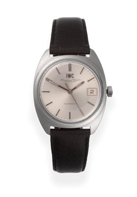 Lot 246 - A Stainless Steel Automatic Calendar Centre Seconds Wristwatch, signed International Watch Co,...