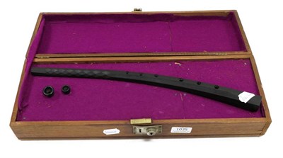 Lot 1035 - Cornettino replica instrument made from black resin, engraved 'C.W. Monk Pat. No. 1209814', in...