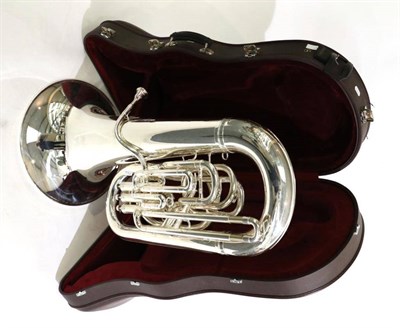 Lot 1043 - Besson EEb Sovereign Tuba BE982 no.12000142, silver plated, Made in Germany, four valve...