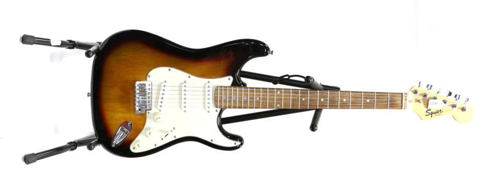 Lot 1046 - Fender Squier Strat (China) no.CAE0050281242, sunburst finish, together with Blackstar ID Core...