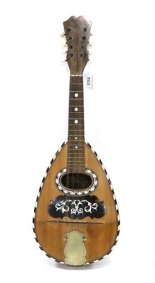 Lot 1056 - Mandolin, Bowl Back decorative Mother of Pearl binding and scratch plate, with label 'Pietro...