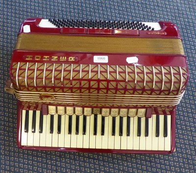 Lot 1060 - Hohner Atlantic IV De Luxe Accordion 120 bass buttons with 3 registers and 41 piano keys with...