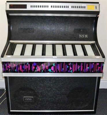 Lot 1079 - NSM Prestige 160 Juke Box playing 45rpm singles, with alpha-numeric selector (A-V and 1-8), 180...