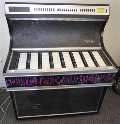 Lot 1079 - NSM Prestige 160 Juke Box playing 45rpm singles, with alpha-numeric selector (A-V and 1-8), 180...