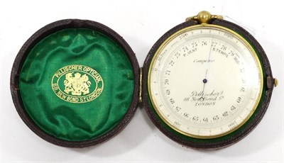 Lot 1090 - Pillschers (London) Pocket Barometer with 2 5/8'' dial calibrated 57-79 and with altitude...