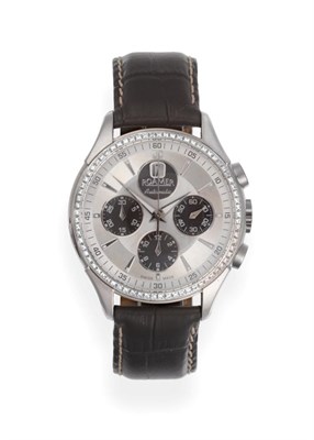 Lot 269 - A Stainless Steel Diamond Set Automatic Calendar Chronograph Wristwatch, signed Roamer, circa 2010