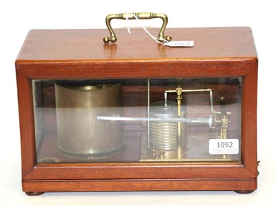 Lot 1092 - Short & Mason Barograph with single piece vacuum section, in mahogany case with hinged lid