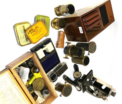 Lot 1100 - Beck Model 47 Microscope together with assorted magic lantern and other lenses