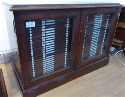 Lot 1105 - Microscope Slide Cabinet with 56 drawers in two columns each 12 1/4x11'', 31x28cm in mahogany...