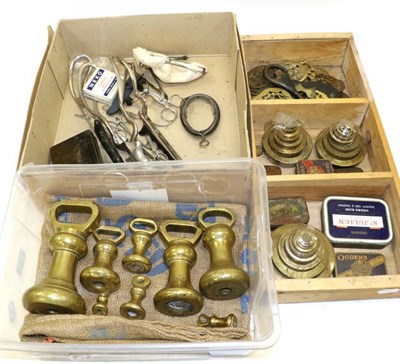 Lot 1123 - Brass Bell Weights various examples from 7lb to 2oz (8 in total) together with a few flat...