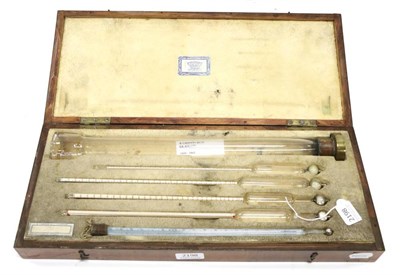 Lot 1126 - R Griffin & Co. (Glasgow) Hydrometer Set consisting of test jar with brass base, four Mercury...