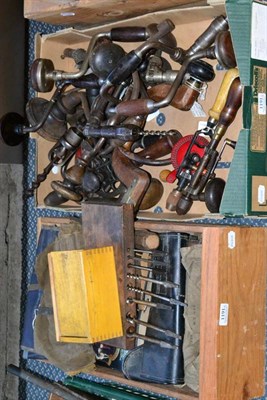 Lot 1191 - Various Woodworking Tools including a collection of hand drills, braces and various drill bits
