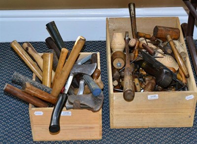 Lot 1195 - Various Woodworking Tools including hammers, bradawls, axes and others