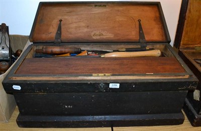 Lot 1206 - Woodworking Chest containing chisels, saws and other items
